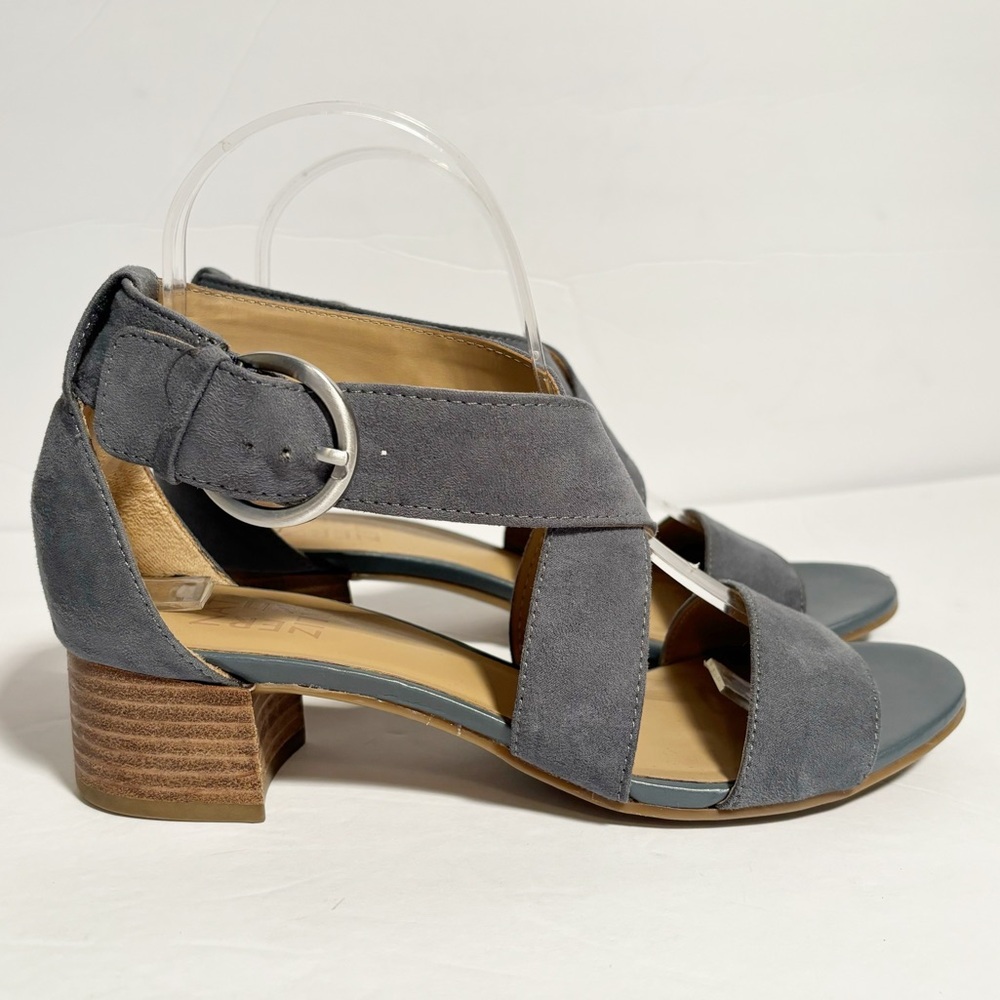 Naturalizer Alexa Sandal Womens Size 7M Block Heel Blue‎ Grey Strappy Comfort